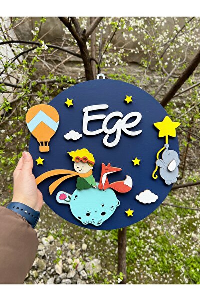 Baykuş Craft Mimarlık Özel Tasarım Hastane Hediyelik Daire Küçük Prens Tilkili Bebek Ahşap Kapı Süsü