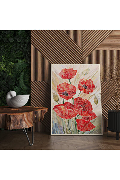 RUGSMODERN Kanvas Tablo Vitra Tarzı Kırmızı Lale