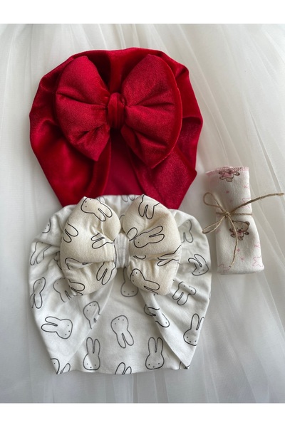 MASALBABY Kız Bebek Saç Bonesi Seti / 0-6 Ay Bebek Saç Aksesuar / Hediyelik