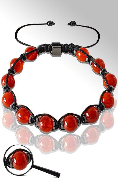 Tesbih Atölyesi Yemen Red Agate Stone Macrame Bracelet - Certified and Adjustable
