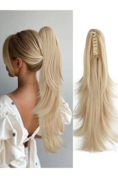 AKOLİFE قطعة شعر على شكل ذيل حصان بطبقات صفراء رمادية - شعر مقاوم للحرارة