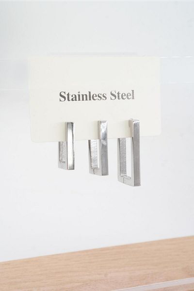 By Zeyna Aksesuar Women's Vip Series 316 L Stainless Steel Didörgen Model 3-Piece Earring Set