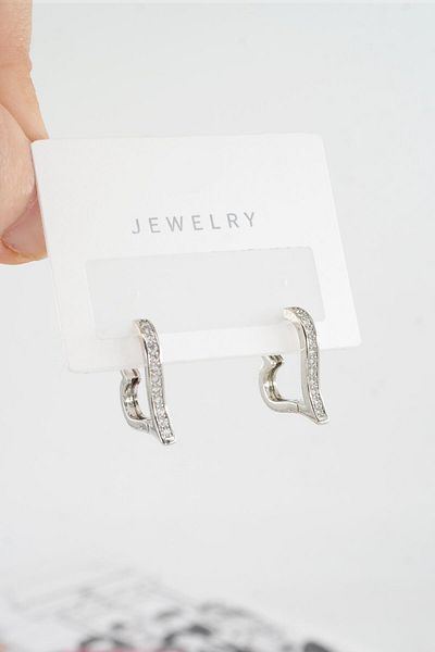 By Zeyna Aksesuar Women's Special Design Zircon Stone 2-Piece Minimal Earrings