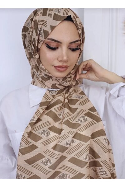Trablus Γυναικείο λινό σάλι με σχέδια και βολάν για τη χιτζάμπ