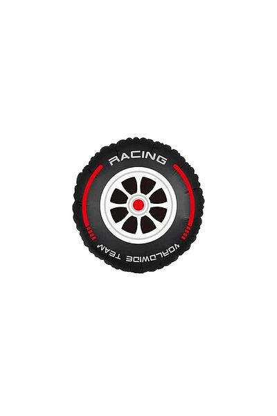 LOTUS PARTY Race Car Wheel Foil Balloon - Race Car Tire Foil Balloon 1 Piece - 45 Cm
