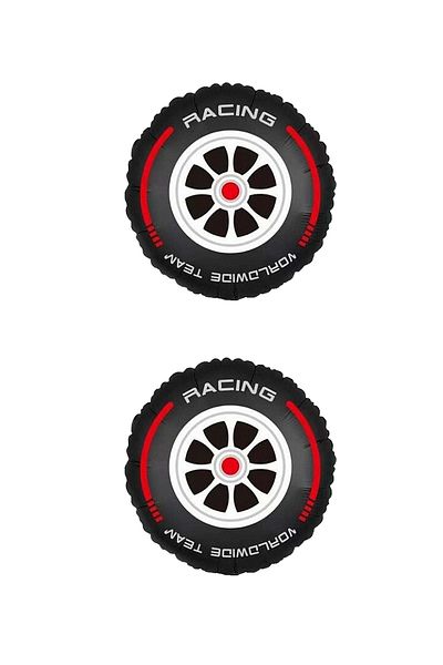 LOTUS PARTY Race Car Wheel Foil Balloon - Race Car Tire Foil Balloon 2 Pieces - 45 Cm