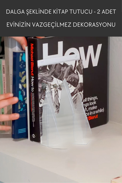 Nosa Mall Kitap Tutucu - 2 Adet | Dalga Şeklinde Kitap Tutacağı | Dekoratif K...