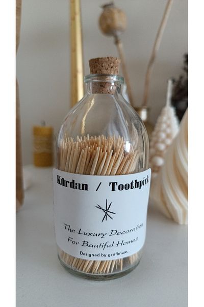 grafimum Toothpick Decorative Toothpick with Toothpick Glass Bottle