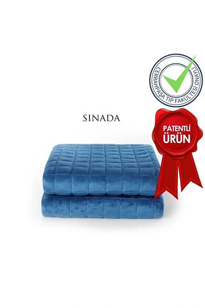 Sinada Weighted Blanket Double Quilt 10 Kg Blue 200x220 100% Wool Filled 4 Seasons Usable