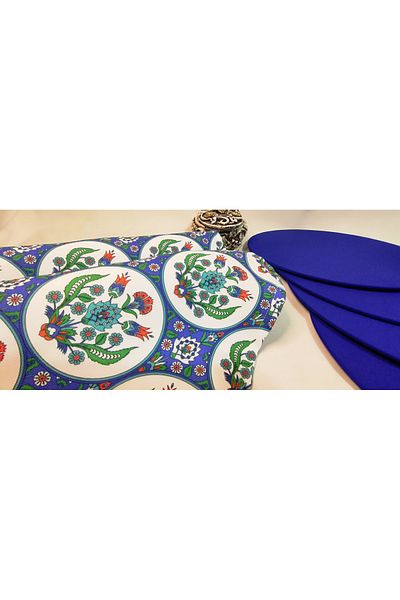 YSHOME DIGITAL PRINT CHINA PATTERNED RUNNER AND 4-PIECE BLUE SUPER SET