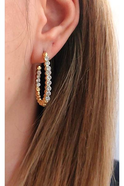 Atılgan Grp Long Luxury Women's Earrings with Zircon Row Stones