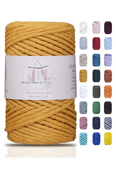 Makromecity Taranan Macrame Σχοινί 3mm Βαμβακερό Μακραμέ Σχοινί Μακραμέ Σχοινί Μουστάρδα