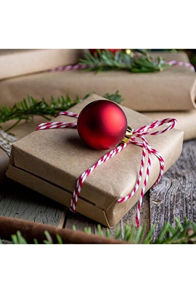 Dekals 10 Metre Kırmızı-Beyaz Ambalaj Hediye Süsleme İpi Marteniçka Bileklik Paket İpi