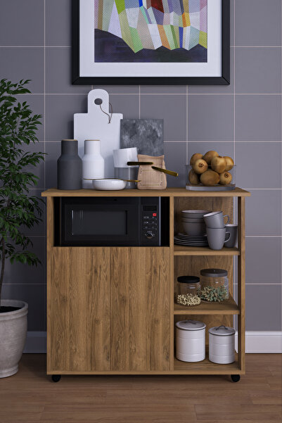 moka park avm 2 Kapaklı Çok Amaçlı Şık Mikro Dalga Fırın Dolabı Ceviz