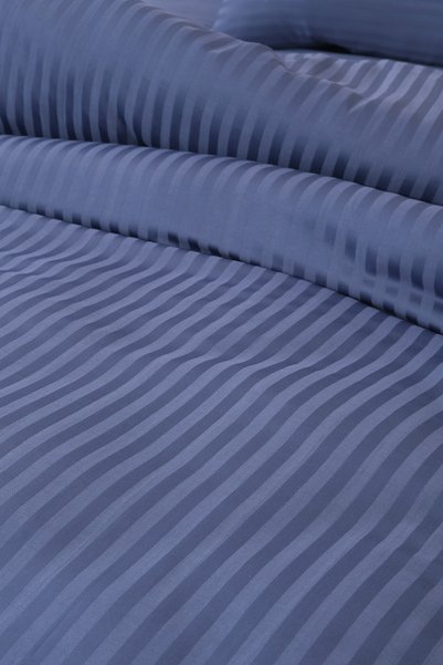 MEYN COLLECTİON Double Size Satin Striped Bedding Set