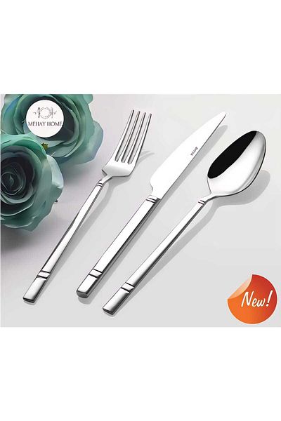 İnter InterSteel EVRA Model 30 Piece Fork & Spoon Set