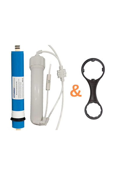 Hyundai Kaynak Su Arıtma Su Arıtma Cihazı Membran 75 Gpd, Membran Kabı Tam Set Ve Çift Taraflı Pls Anahtar