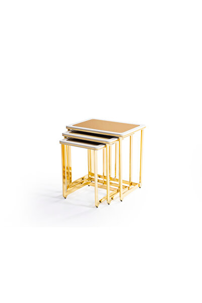 KAPTAN AKSESUAR Prestij Ekru Gold Zigon Sehpa