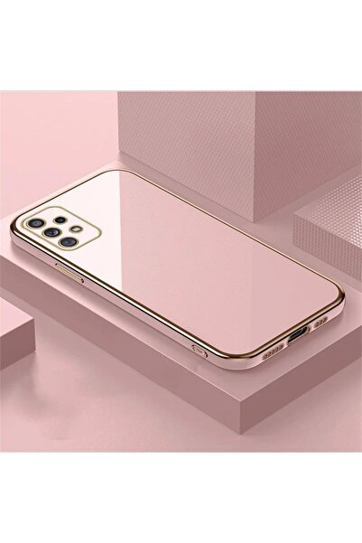 Rivor Samsung Galaxy A52 Uyumlu Kılıf Parlak Kenarlı Altın Işlemeli Kamera Ko...