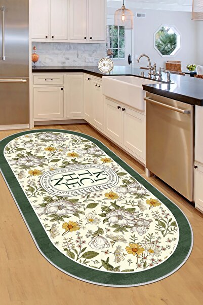 Lavita Home Makinede Yıkanabilir Kaymaz Taban Leke Tutmaz Yeşil Mutfak Halısı...