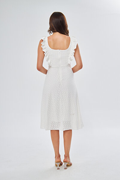 vuvutasarım Новий сезон Еластична підкладка Тканина Середньої довжини Біле вечірнє плаття з воланами Випускне плаття