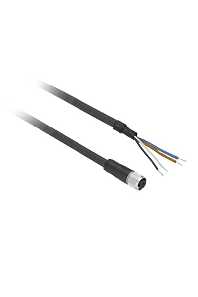 TELEMECANİQUE , XZCP1141L5 , Kablolu Konnektör Düz Dişi M12 4Pim PUR 5m Siyah
