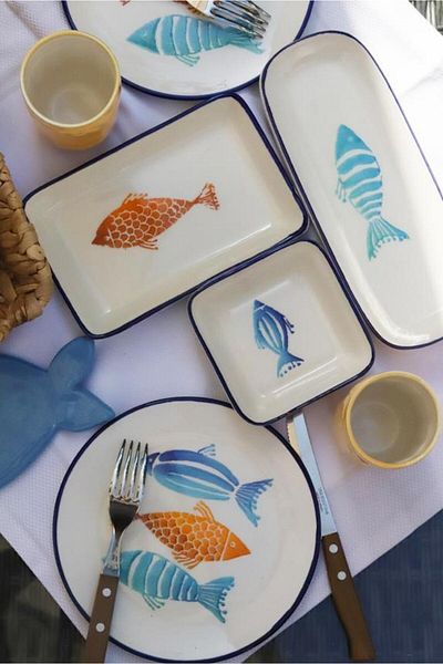 M'art Home Fish Eyebrow 5 Pieces Breakfast Set for 2 Persons