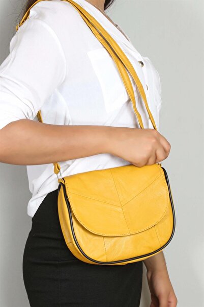 ÖZGÜRÜM Genuine Leather Yellow Women's Handbag 969ca457