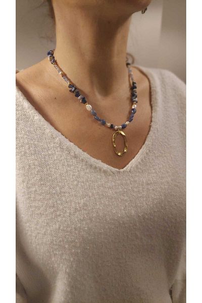 MSTR Art Ice Agate, Sodalite Necklace - Ice Agate, Sodalite Necklace