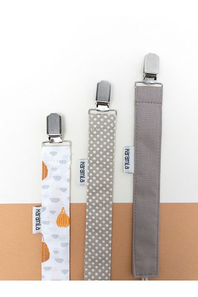 KARAMİLA Set of 3 Baby Pacifier Strap - Pacifier Chain - Newborn Fabric Strap