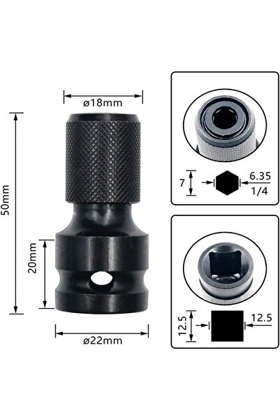 Depolife Somun Sökme Darbeli Matkap Makinesi Için 2li Mandrenli Bits Adaptörü Tornavida Vidalama Sökme Takma