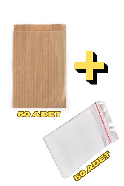 Dekals 2 Pieces Set of Banded Gelatin (Nuts, Henna, Cookie Bag) + Paper Bag 50 Pieces each