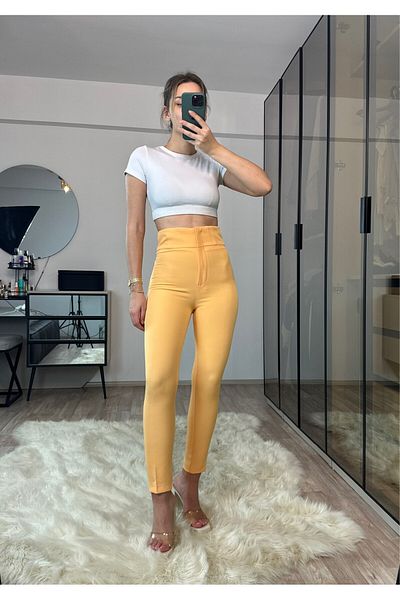 Jaglion Melon Extra High Waist Skinny Leg Recovery Trousers