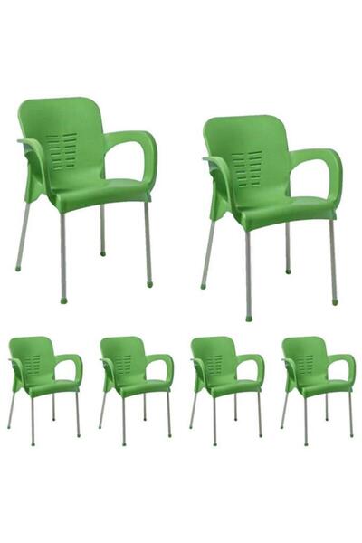 nar sokağı 6 Adet Metal Ayaklı Plastik Sandalye Koltuk 6'lı Set
