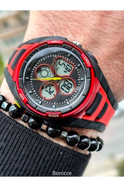 Jaga Red Silicone Band Waterproof Wristwatch