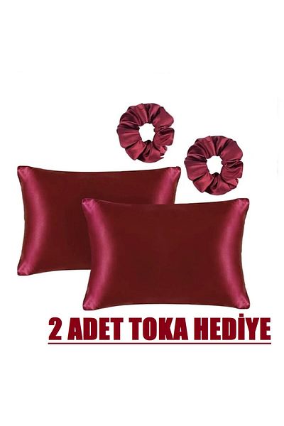ANT HOME TEKS ANT SPECIAL Silk Textured Satin 50x70 Cm Pillow Case Anti-Sweat Odorless Curly Hair Claret Red 2 Pieces