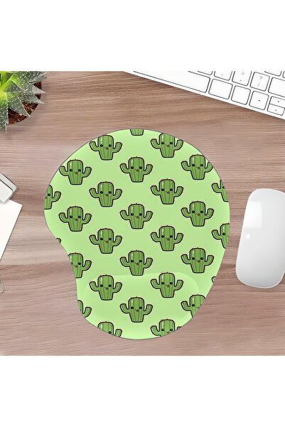 UcuruStore Χαριτωμένα Πράσινα Κάκτοι Οβάλ Μαξιλαράκι Ποντικιού με Στήριγμα Ολ...