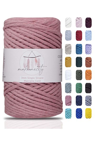 Makromecity Taranan Macrame Σχοινί 3mm Βαμβακερό Μακραμέ Σχοινί Μακραμέ Σχοινί Μακραμέ Σχοινί αποξηραμένο τριαντάφυλλο