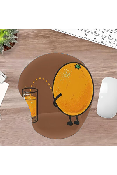 UcuruStore Αστείο πορτοκαλί οβάλ mouse pad με υποστήριξη καρπού και κομψό κόψιμο