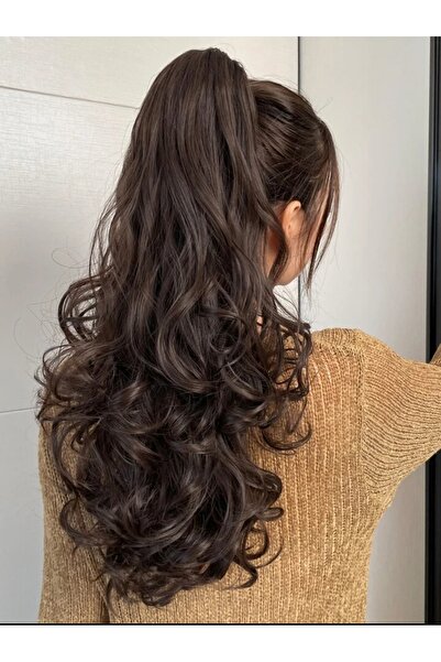 CESLİFE Coada de cal cu cataramă brună închisă - ondulată