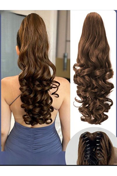 AKOLİFE Açık Kahve Tokalı At Kuyruğu Postiş Saç - Dalgalı
