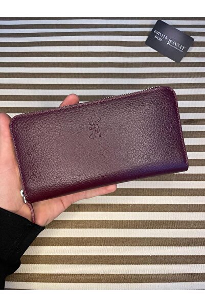 SANAT LEATHER sl-2132 hakiki deri şık portföy fermuarlı kadın cüzdanı 19,5CM×10,5CM SANAT LEATHER