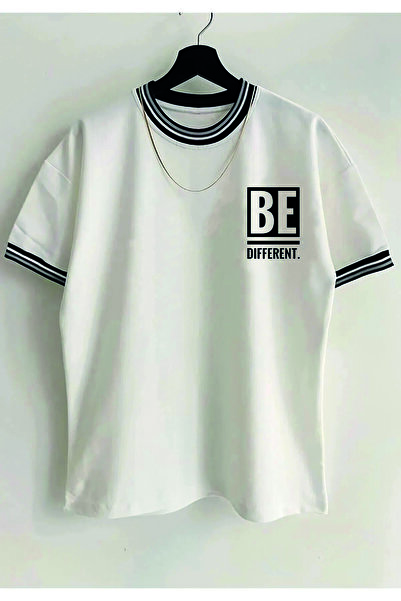 Vordevia Унісекс Новий сезон Oversize Крій Be Different Напис на комірі Біла футболка