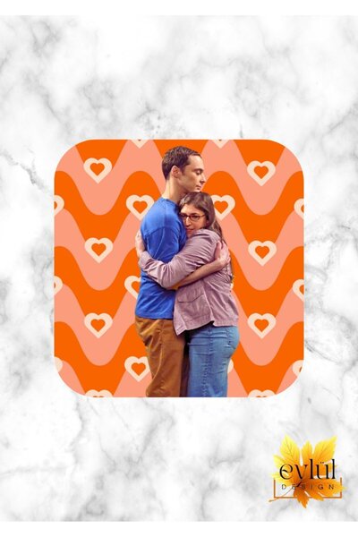 Eylül Design قاعدة أكواب مربعة عالية الجودة مطبوعة بتصميم خاص من The Big Bang...