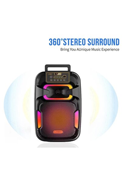 SIGHTZER MİKROFONLU BLUETOOTH SPEAKER LED IŞIKLI KARAOKE HOPARLÖR SD KART USB AUX BÜYÜK BOY HOPARLÖR