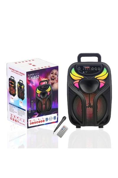 SIGHTZER MİKROFONLU BLUETOOTH SPEAKER LED IŞIKLI KARAOKE HOPARLÖR SD KART USB AUX BÜYÜK BOY HOPARLÖR