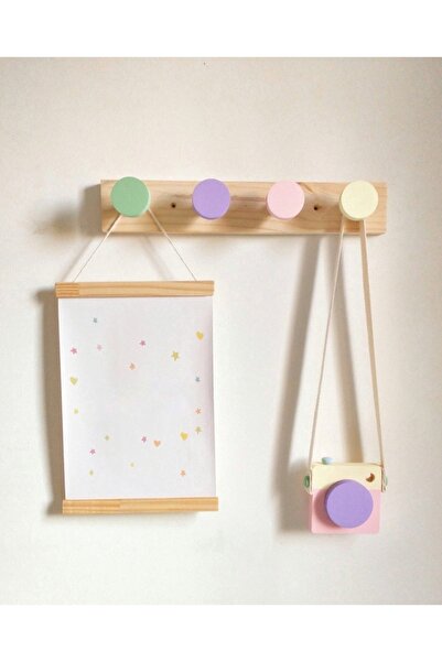 DesingbabyM Renkli kulplu Montessori bebek ve çocuk odası Askısı