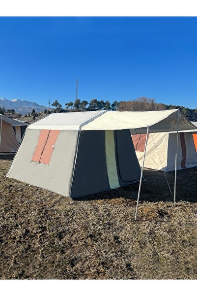 Zey Camping Zeycamping Iki Odalı 14 M2 Stor Kumaş Kamp Ormancı Şantiye Depo Dağcı Çadırı 7 Kişilik