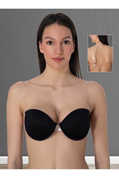 by İGP Curea căptușită cu suport negru și sutien decoltat transparent din spate (cu bretele de rezervă)