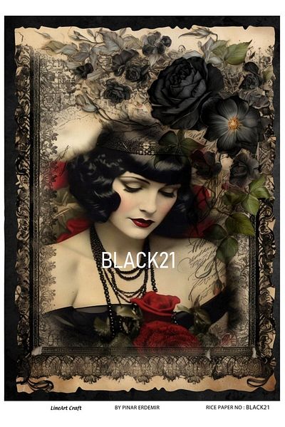 LİNEART Lineart Brass Decopage Paper BLACK21 29x42cm